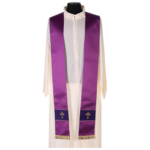 Chasuble in polyester satin with embroidered reinforced neckline and strass cross Gamma 5
