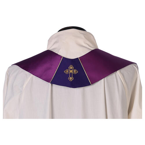 Chasuble in polyester satin with embroidered reinforced neckline and strass cross Gamma 6