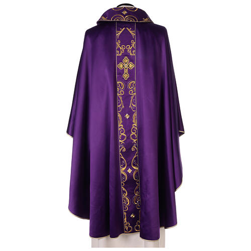 Satin chasuble embroidered neckline and galloon Gamma 4