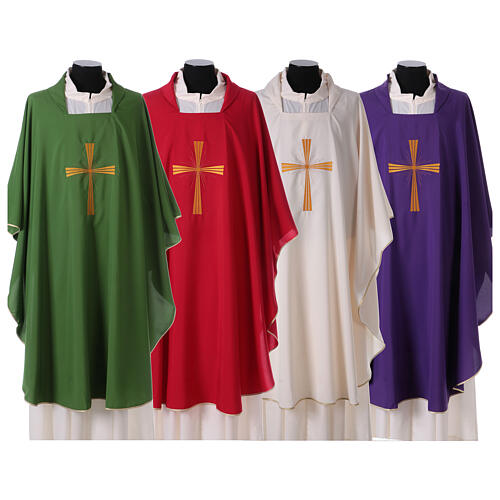Chasuble in polyester with machine embroidery on front and back Gamma 1