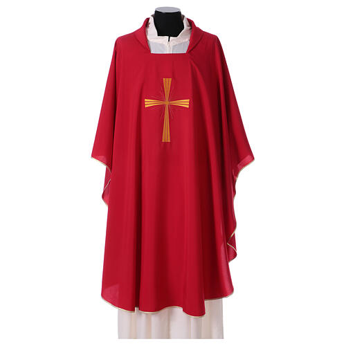 Chasuble in polyester with machine embroidery on front and back Gamma 4