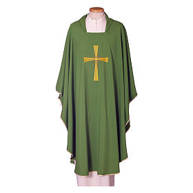 Casulas: Casula Poliéster Tecido Leve Cruz Dourada Bordada Casulas: Casula Poliéster Tecido Leve Cruz Dourada Bordada