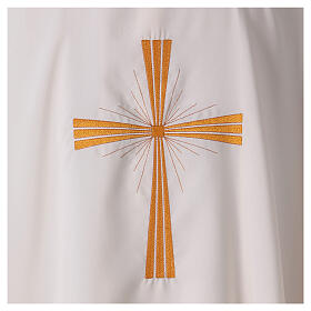 Casulas: Casula Poliéster Tecido Leve Cruz Dourada Bordada