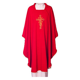 Messgewänder: Kasel aus leichten Polyester mit Kreuz Stickerei