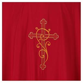 Casulas: Casula Sacerdotal Tecido Leve Bordado Dourado Cruz 100% Poliéster Casulas: Casula Sacerdotal Tecido Leve Bordado Dourado Cruz 100% Poliéster