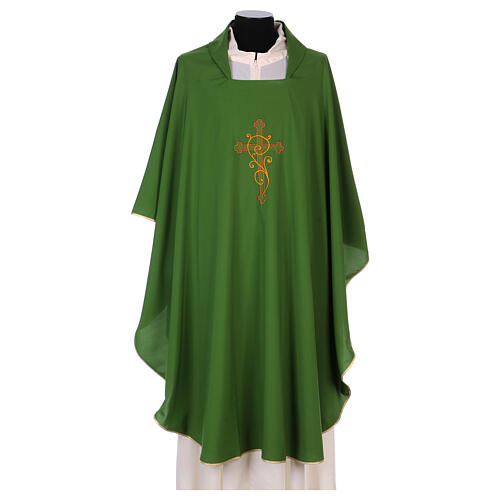 Catholic Priest Chasuble 100% polyester with machine embroidery cross, light fabric Gamma 3