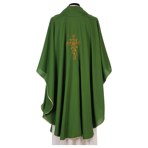 Catholic Priest Chasuble 100% polyester with machine embroidery cross, light fabric Gamma 7