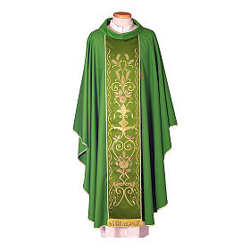 Chasuble in pure wool with hand-embroidered gallon Gamma