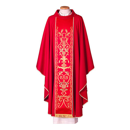 Chasuble in pure wool with hand-embroidered gallon Gamma 2
