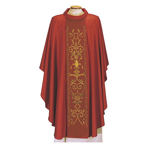 Chasuble in pure wool with hand-embroidered gallon Gamma 4