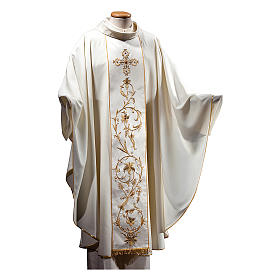 Chasuble in pure wool with silk satin gallon, hand-embroidered Gamma