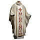 Wool chasuble with HAND-EMBROIDERED orphrey, red cross Gamma s1