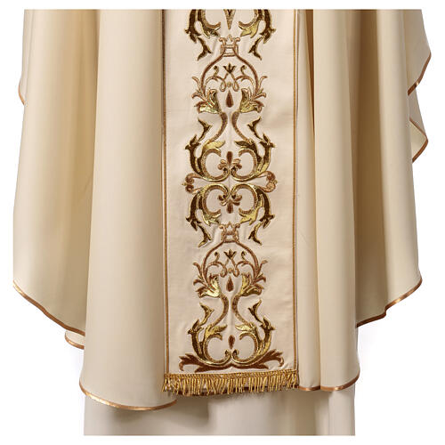 Chasuble 100% wool with hand-embroidered gallon and golden cross Gamma 7