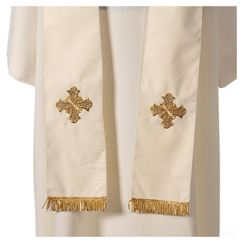 Chasuble 100% wool with hand-embroidered gallon and golden cross Gamma 9
