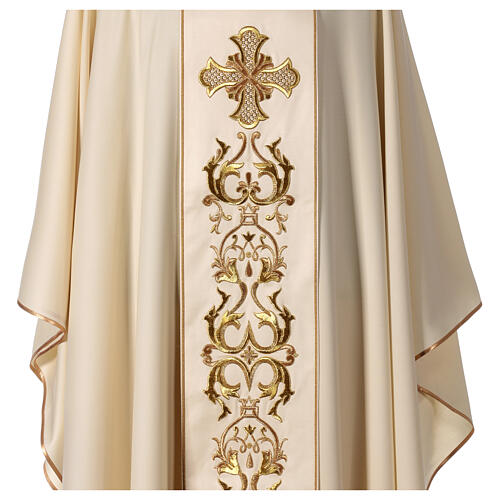 100% Wool Chasuble with hand-embroidered galloon and golden cross Gamma 2
