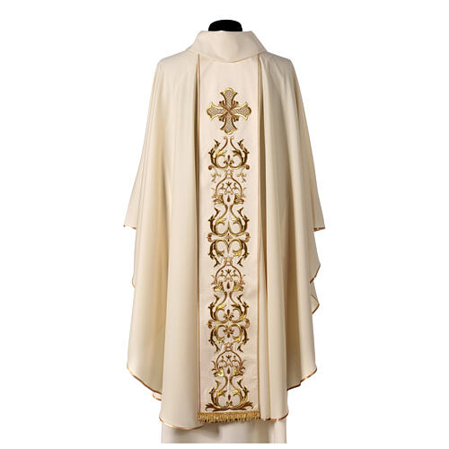 100% Wool Chasuble with hand-embroidered galloon and golden cross Gamma 6