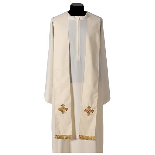 100% Wool Chasuble with hand-embroidered galloon and golden cross Gamma 8