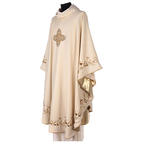 Wool chasuble with cross directly HAND-EMBROIDERED on the fabric Gamma 5