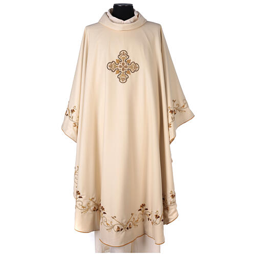 Chasuble 100% laine croix BRODÉE MAIN directement sur le tissu  Gamma 1