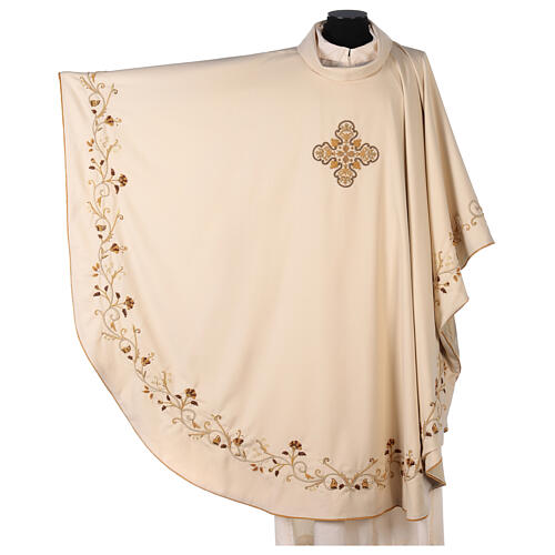 Chasuble 100% laine croix BRODÉE MAIN directement sur le tissu  Gamma 4