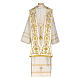 Roman stole in silk and cotton with fringe and tassels, hand-embroidered Gamma s1