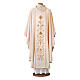 Chasuble by Gamma in 100% wool with silk-cotton orphrey, hand-embroidered cross and decorative patterns s1
