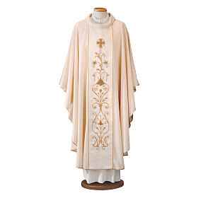 Chasuble 100% Wool with Silk Cotton Stole Handmade Cross Embroidery Gamma