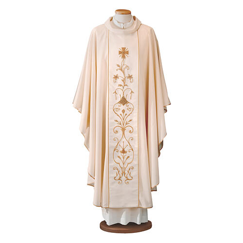 Chasuble 100% Wool with Silk Cotton Stole Handmade Cross Embroidery Gamma 1