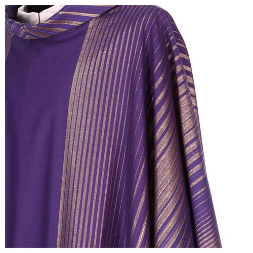 Chasuble in wool and lurex with stripes, light fabric Gamma 2