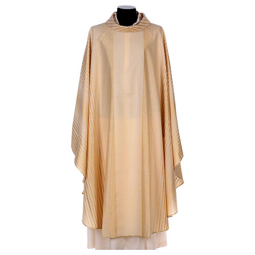 Chasuble in wool and lurex with stripes, light fabric Gamma 6