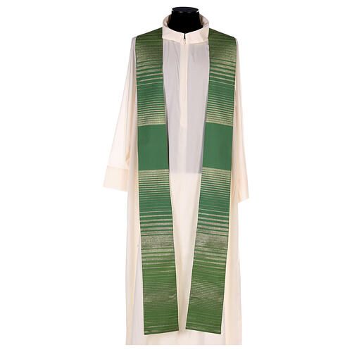 Chasuble in wool and lurex with stripes, light fabric Gamma 12
