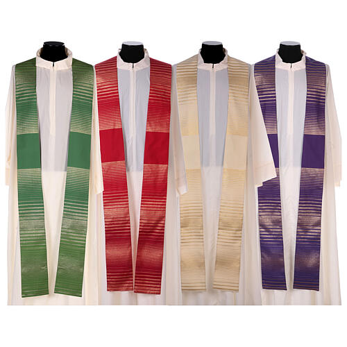 Chasuble in wool and lurex with stripes, light fabric Gamma 13