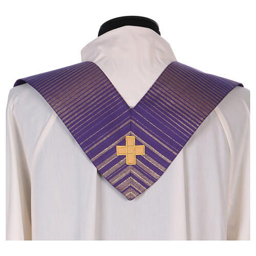 Chasuble in wool and lurex with stripes, light fabric Gamma 14