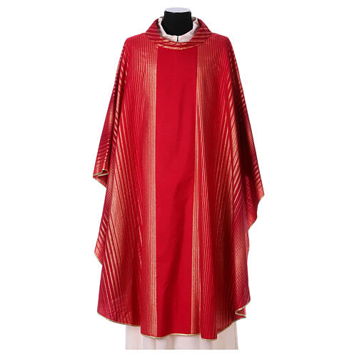 Monastic Chasuble in wool and lurex with stripes, light fabric Gamma 5
