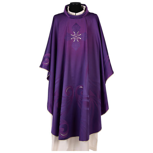 STOCK Wool Chasuble blended color with embroidered Cross Gamma 1
