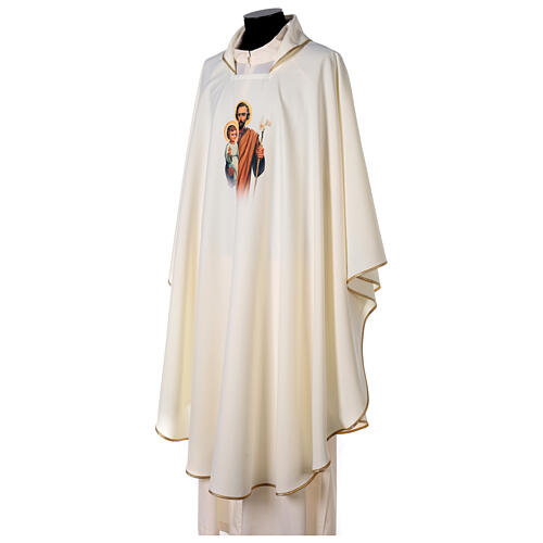 Chasuble Saint Joseph 100% polyester couleur ivoire impression directe 3