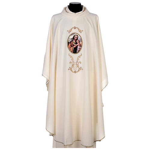 Messgewand mit Sankt Joseph aus 100% Polyester in liturgischen Farben Gamma 1