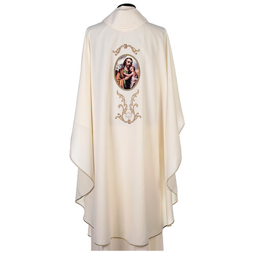 Messgewand mit Sankt Joseph aus 100% Polyester in liturgischen Farben Gamma 5
