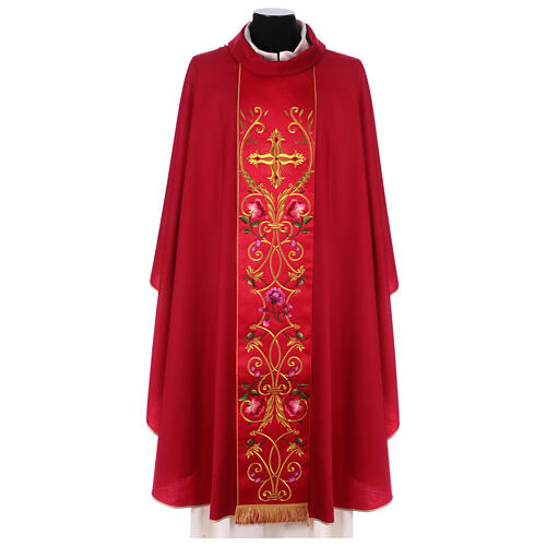 Liturgical Chasuble in pure wool with embroidered cross Gamma 1