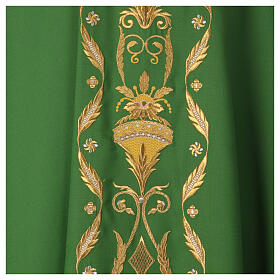 Chasuble with Roll Collar in 100% wool and machine embroidered stole Gamma