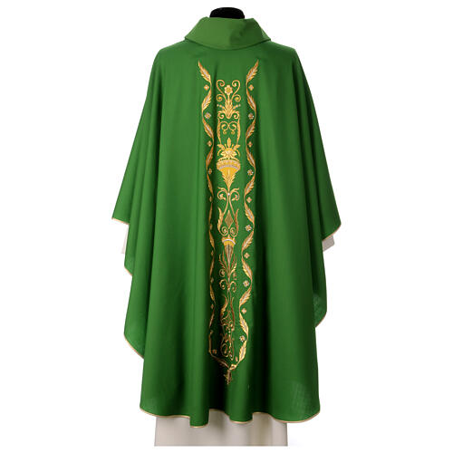 Chasuble with Roll Collar in 100% wool and machine embroidered stole Gamma 6