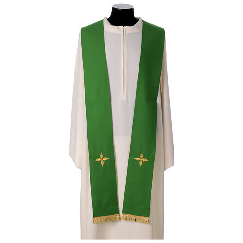 Chasuble with Roll Collar in 100% wool and machine embroidered stole Gamma 7
