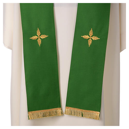 Chasuble with Roll Collar in 100% wool and machine embroidered stole Gamma 8