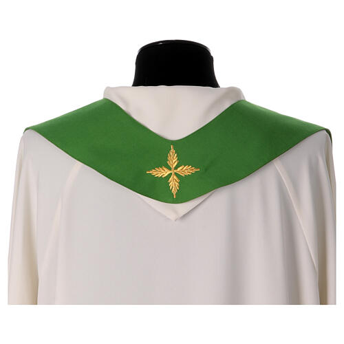 Chasuble with Roll Collar in 100% wool and machine embroidered stole Gamma 9