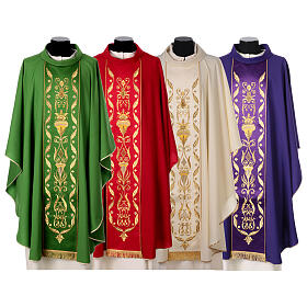 Chasuble in pure wool with embroidered satin gallon Gamma