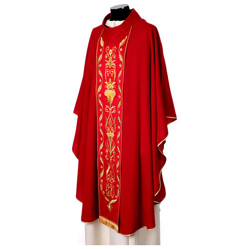 Chasuble in pure wool with embroidered satin gallon Gamma 4