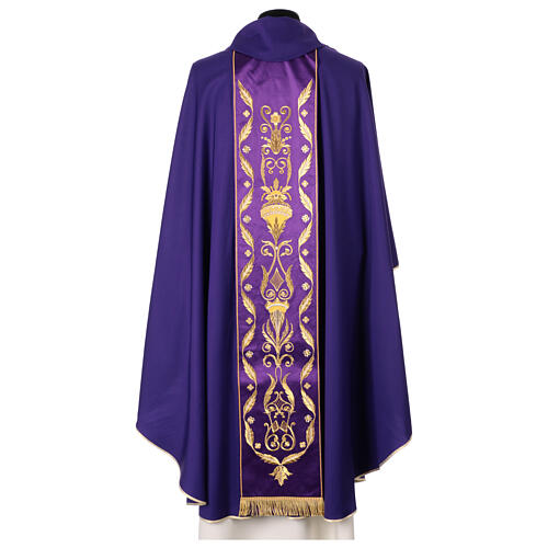 Chasuble in pure wool with embroidered satin gallon Gamma 7