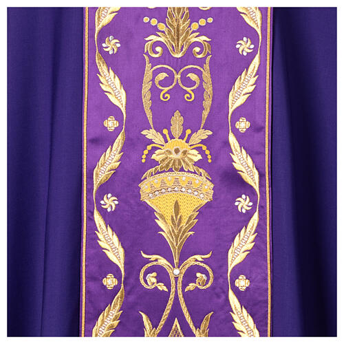 Chasuble in pure wool with embroidered satin gallon Gamma 8