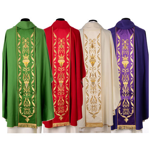 Chasuble in pure wool with embroidered satin gallon Gamma 9