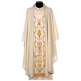 Catholic Chasuble in pure wool with embroidered satin gallon Gamma